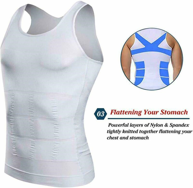 Men Body Slimming Vest Tummy Shaper Underwear Compression Waist Trainer Tank Top