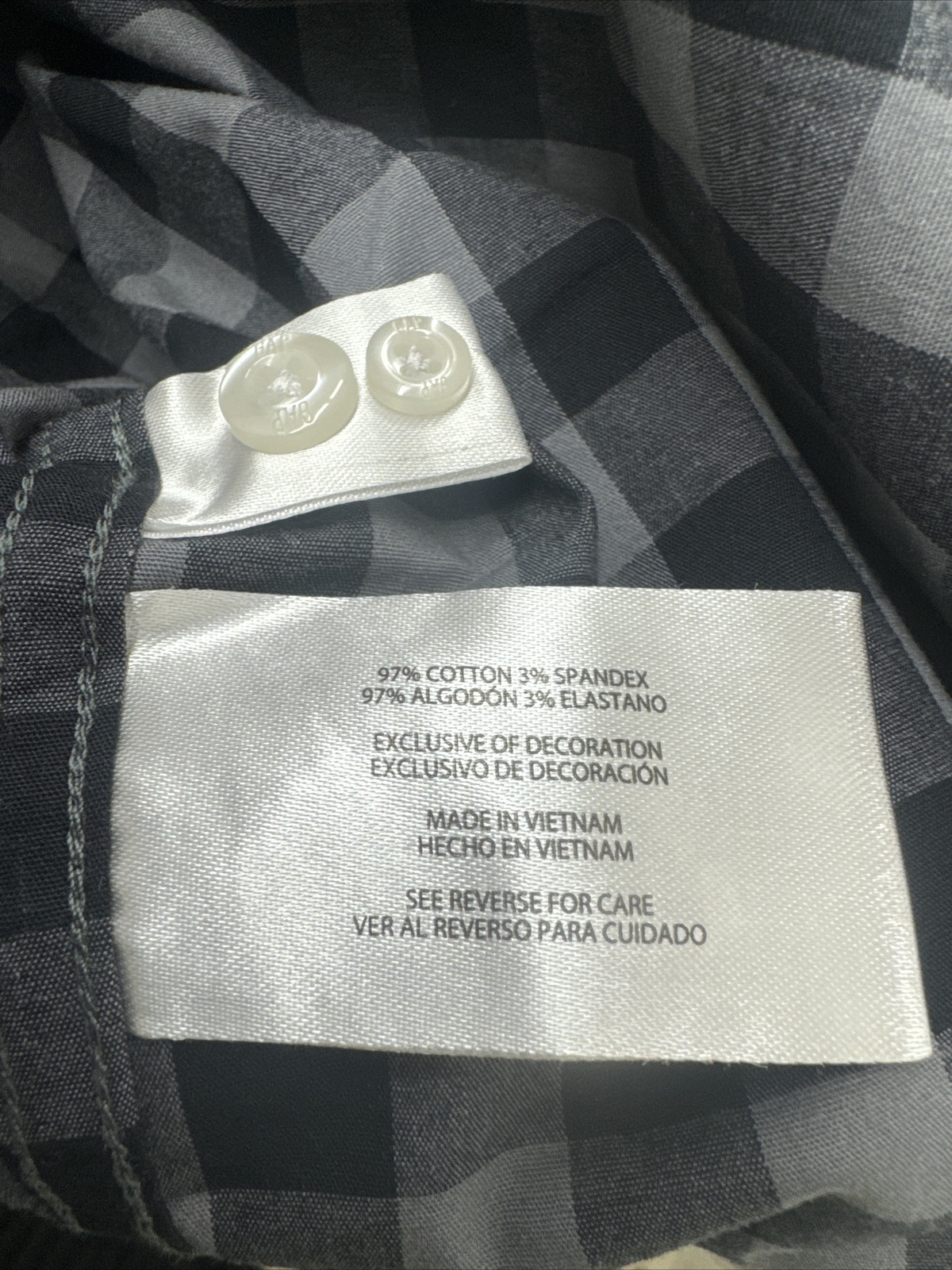 PICK SIZE – GAP Mens Black/Gray Plaid Woven Shirt Button up