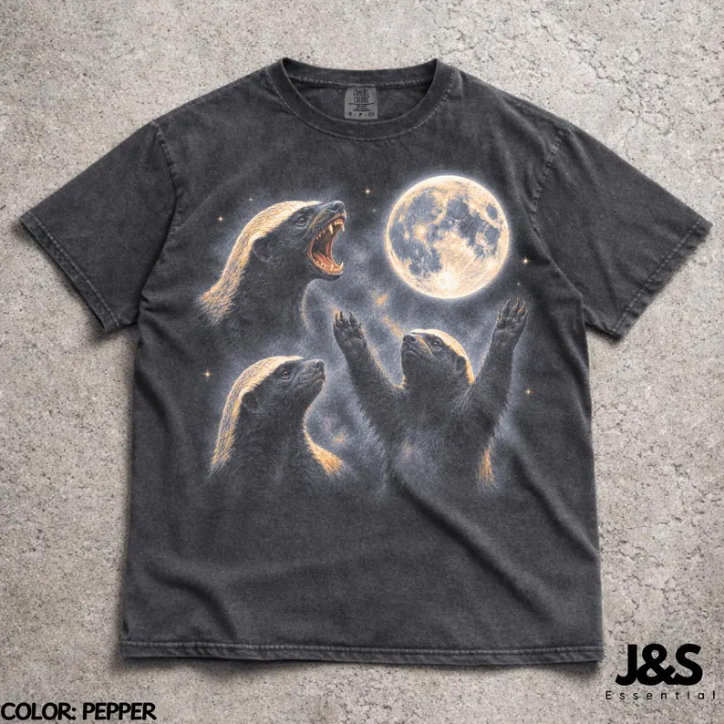 Funny Honey Badger Moon Animal Wildlife Comfort Tee