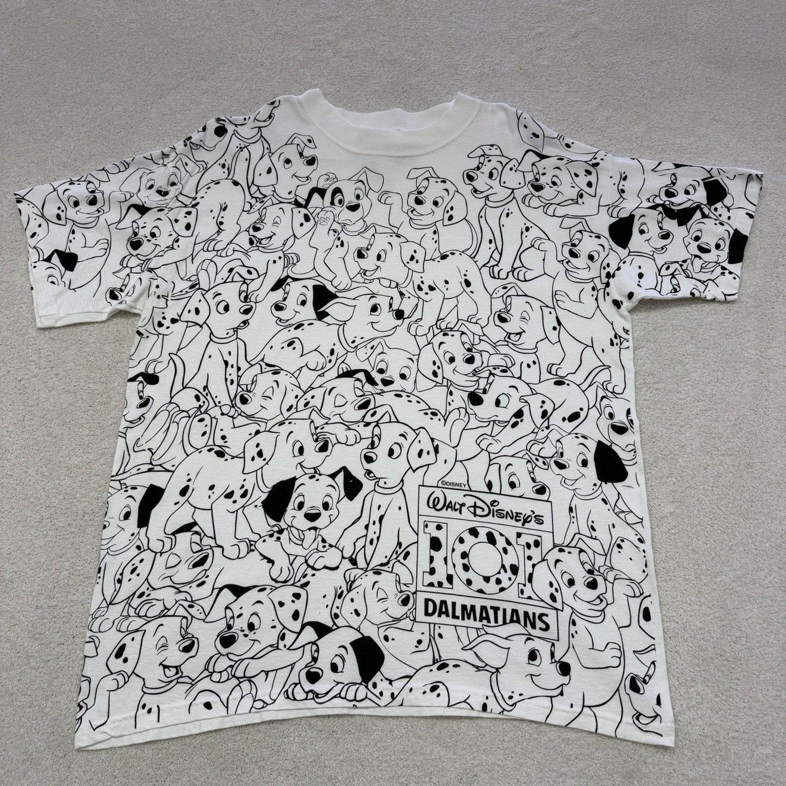 Disney 101 Dalmatians Vintage T Shirt Single Stitch AOP 90s XL