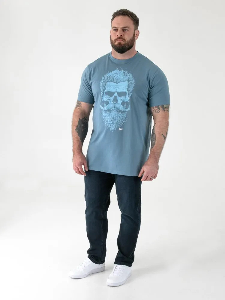 D555 Duke Big Men Skull Printed T-Shirt Teal 2XL 3XL 4XL 5XL 6XL 7XL 8XL 601911