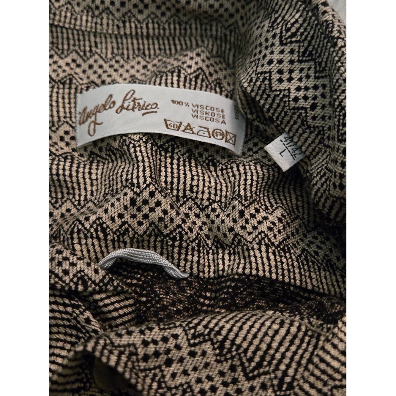 Angelo Litrico Men’s Button Down Shirt – Beige Textured Pattern Size L 41/42