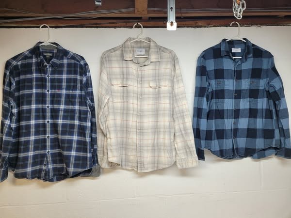 flannel shirt size L 3 pack lot of 3 long sleeve / we4519 r4 t61