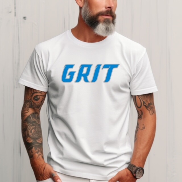 DETROIT GRIT Football themed Pre-Shrunk Ring Spun Cotton T-Shirt