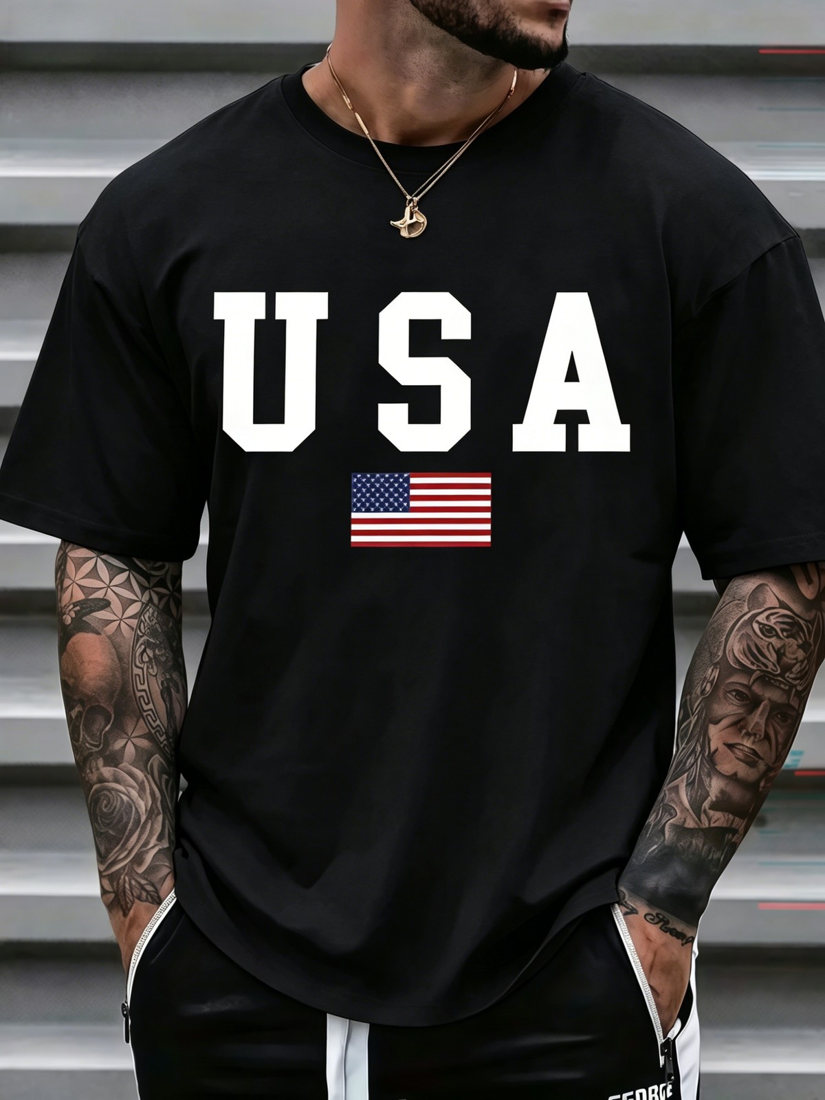 USA Flag Patriotic T-Shirt American Flag Graphic Tee 4th July Independence