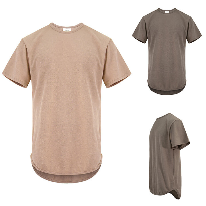 WEIV Men’s Casual Essential Scallop Round Baseball-Style Hem T-Shirt 3001