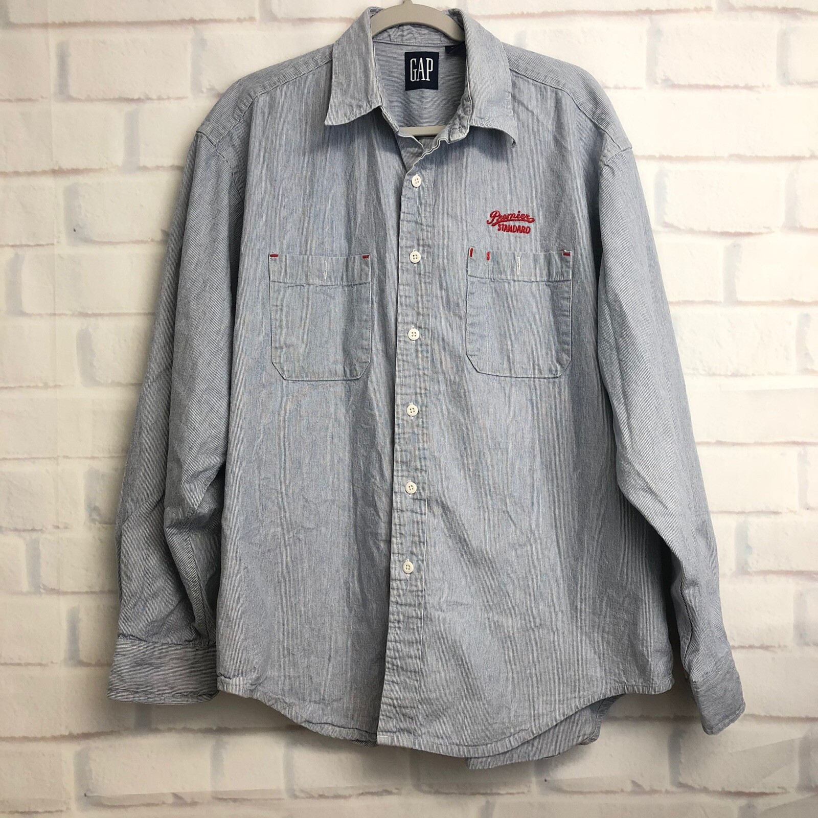 Vintage Gap Denim Mens Premier Standard Heavy Button Shirt L