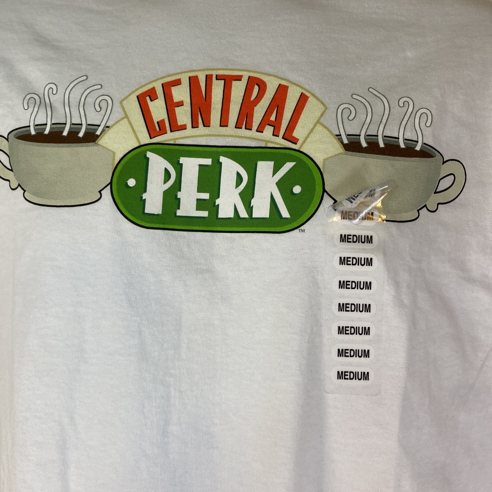 Friends “Central Perk” White T-Shirt Size Medium on Ripple Junction New W/Tag