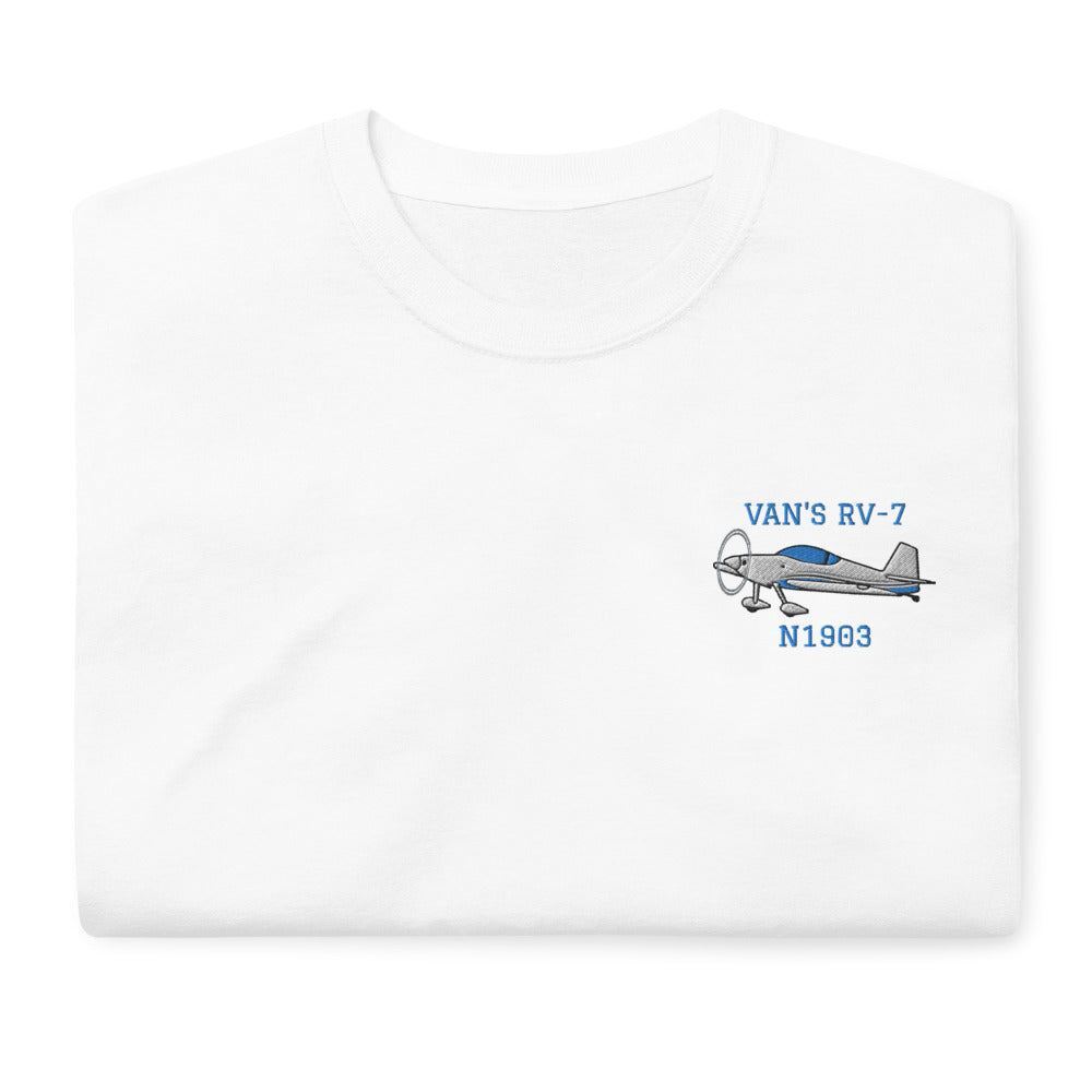 Flyboy Toys Custom Embroidered Van’s RV-7 T-Shirt (Left chest only)