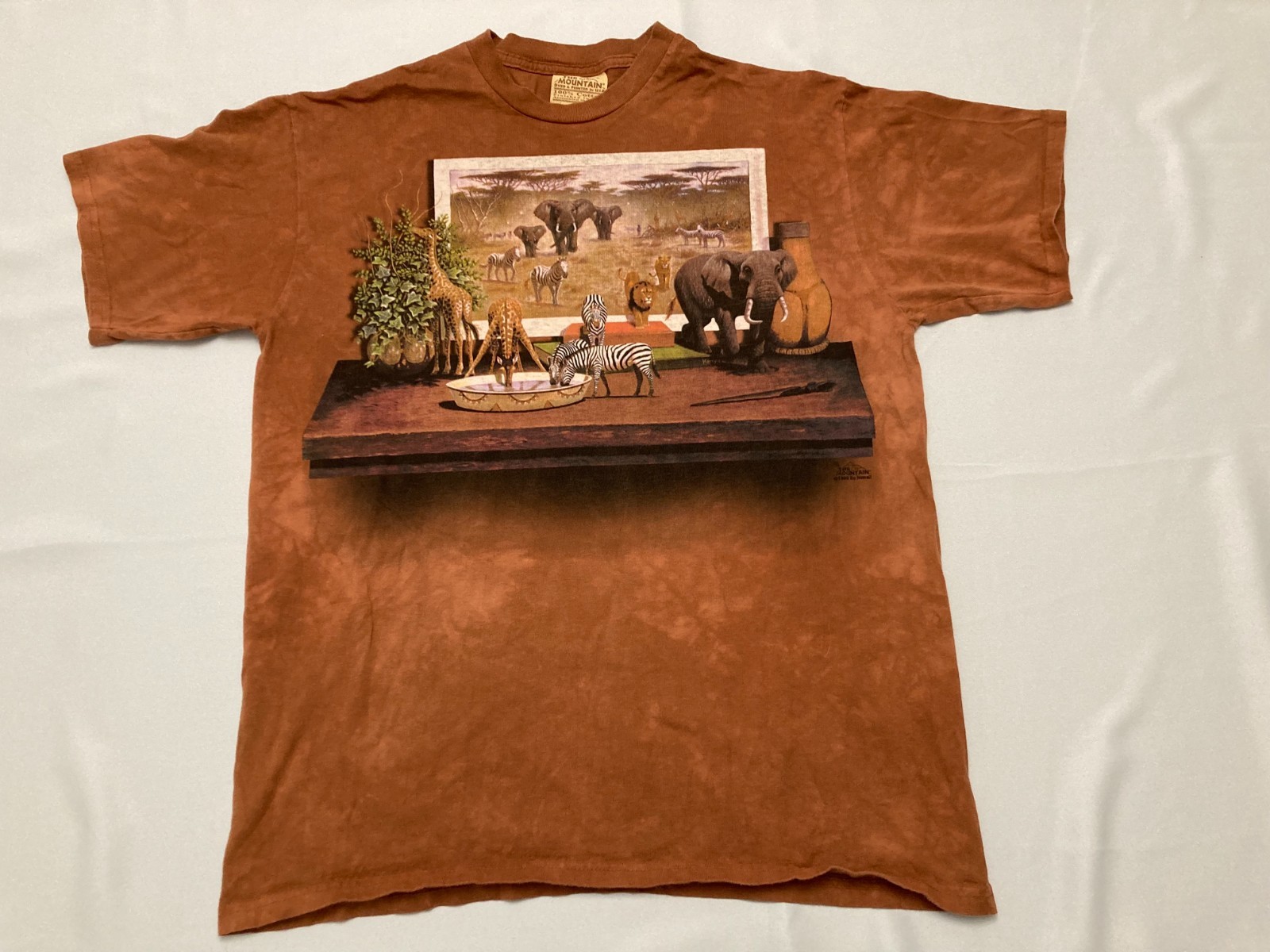 The Mountain Dyed and Printed in USA, Wild Animals, 100% Cotton T-Shirt, Large