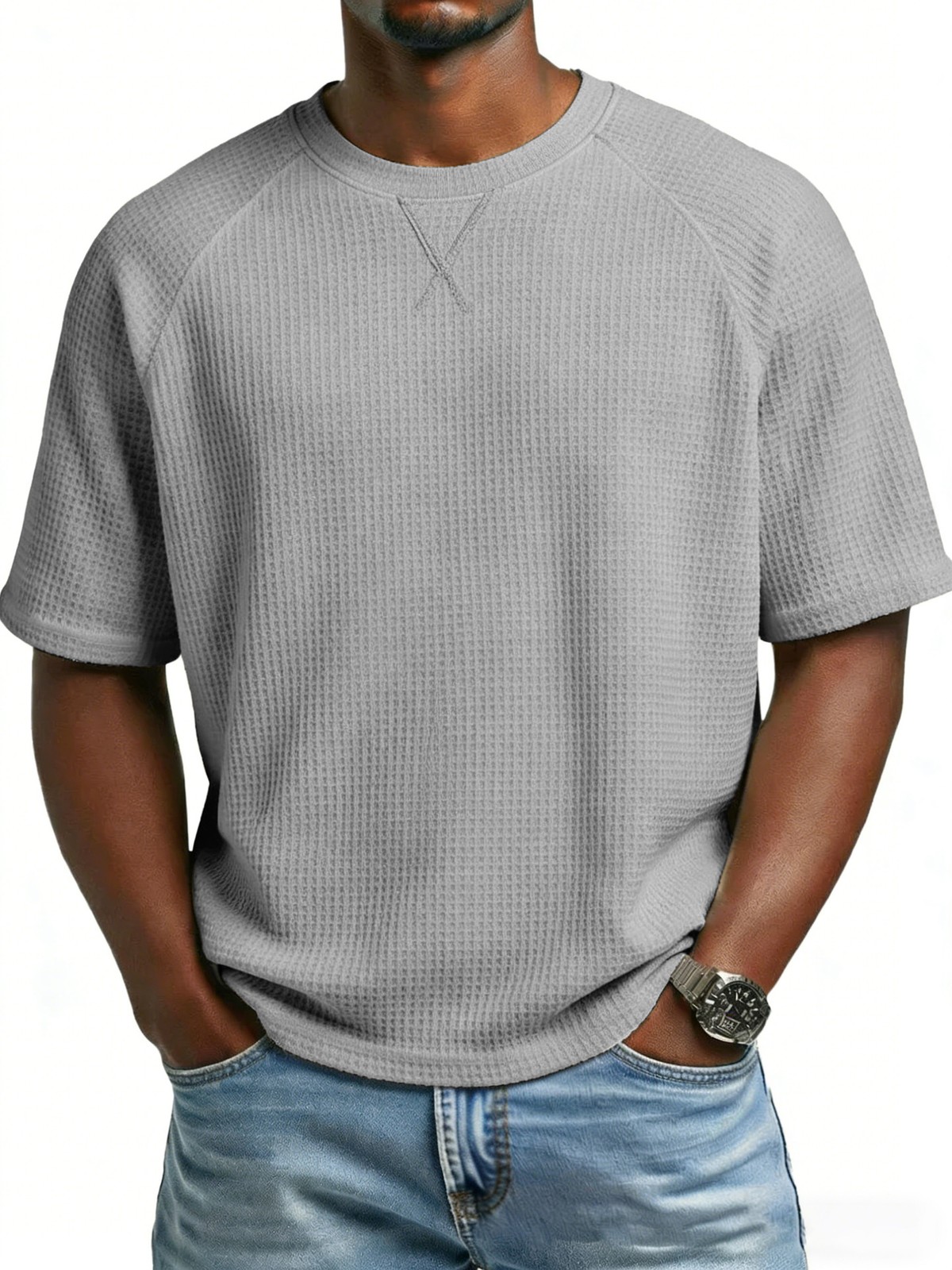 Spring Summer Knit Raglan Crew Neck Tee