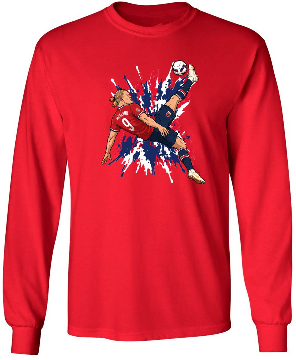 Erling Haaland Spray Paint Norway Long Sleeve T-Shirt Adult 3XL
