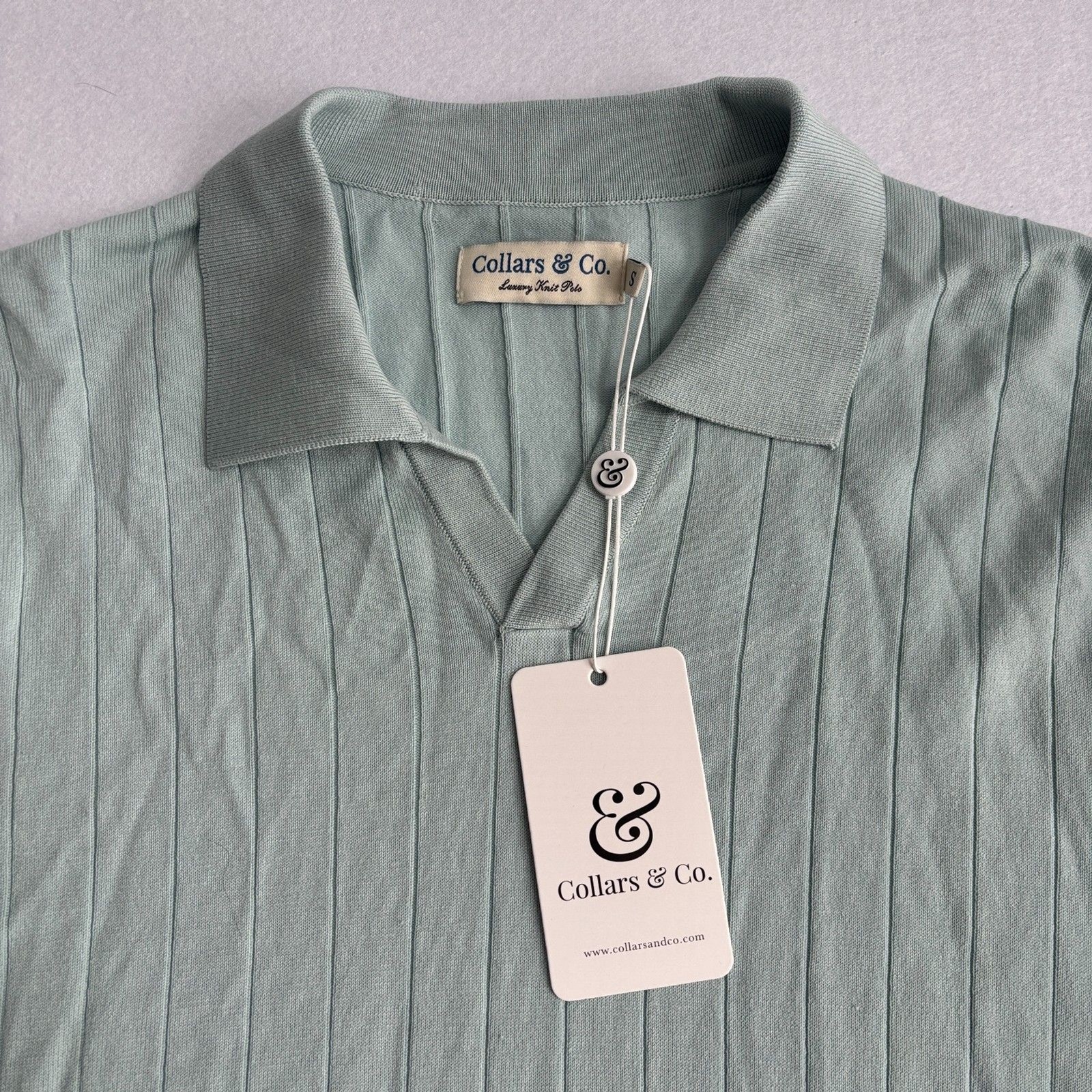 Collars & Co Maranello Polo Men S Light Green Cotton Silk Knit Ribbed Preppy NWT