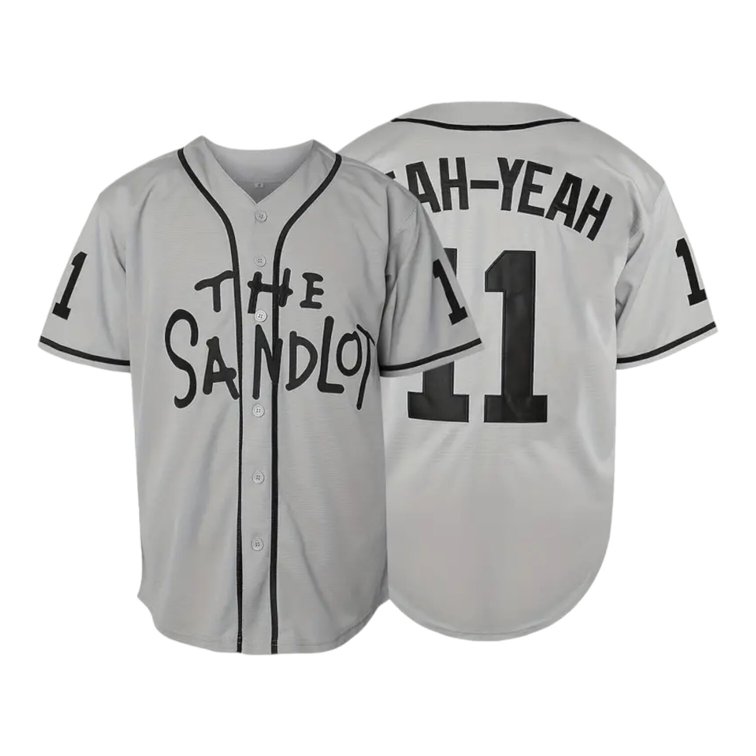 Sandlot Baseball Jersey Yeah-Yeah #11 Gray Stitched Men’s Medium