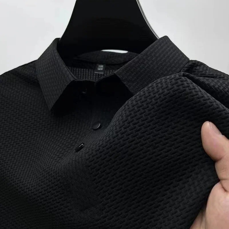 New Summer Mesh Ice Silk Short-sleeved T-shirt Men’s Ice Silk Short Sleeve Shirt