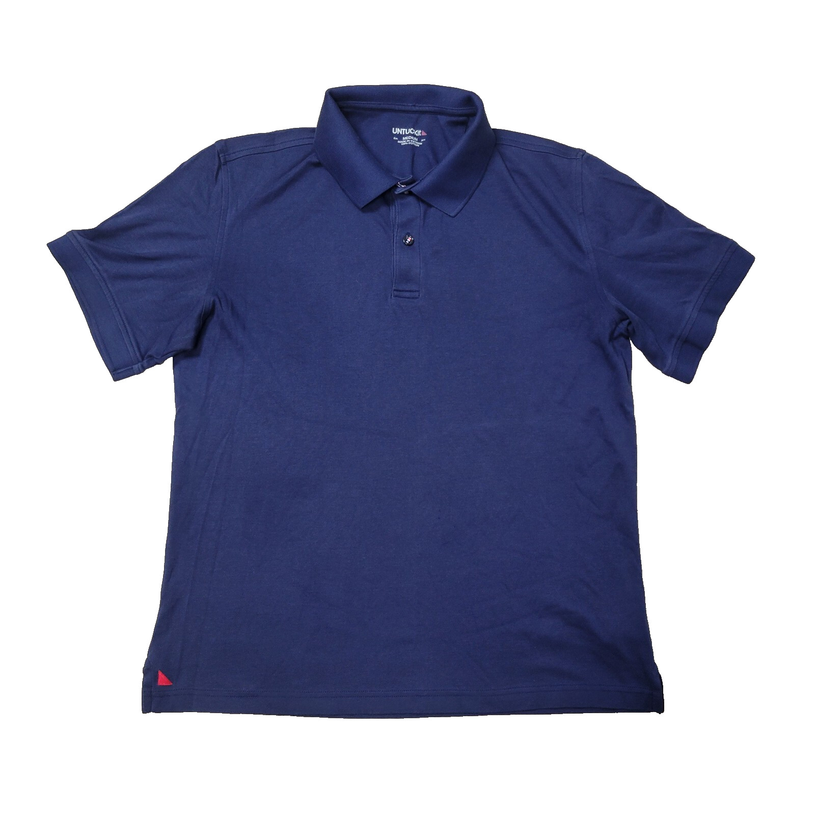 Untuckit Mens Medium Solid Blue Stretch Knit Polo Short Sleeve 100% Cotton