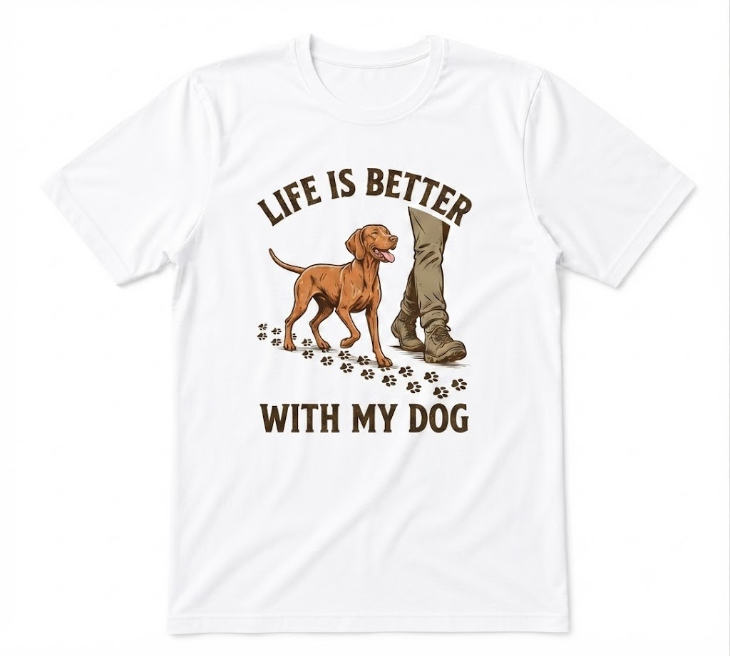 Life Is Better With My Dog Dog Lover Hiking Outdoor National Day White T-shirt