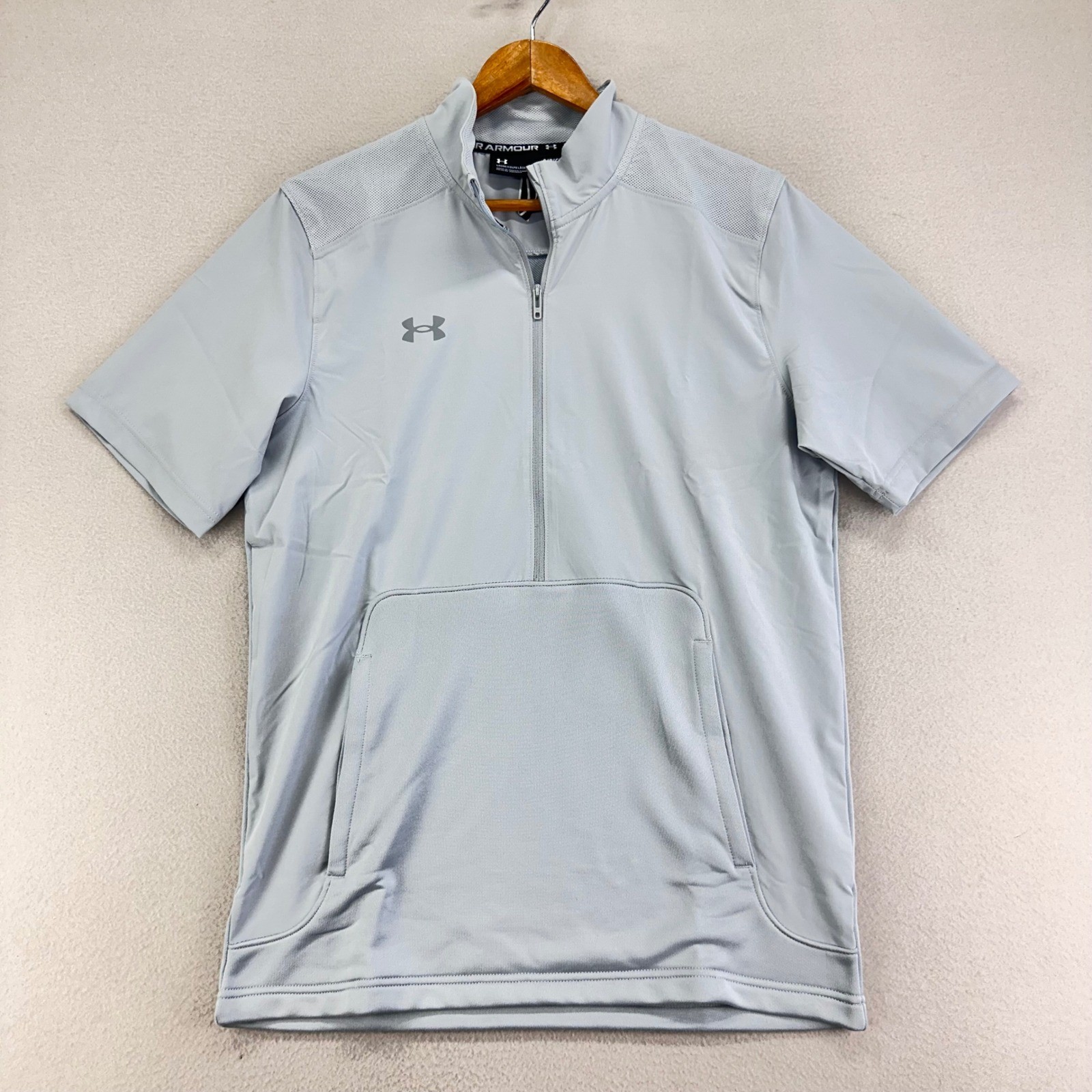 Under Armour Motivate 2.0 Golf Shirt Mens Small Grey Short Sleeve 1/2 Zip NWT