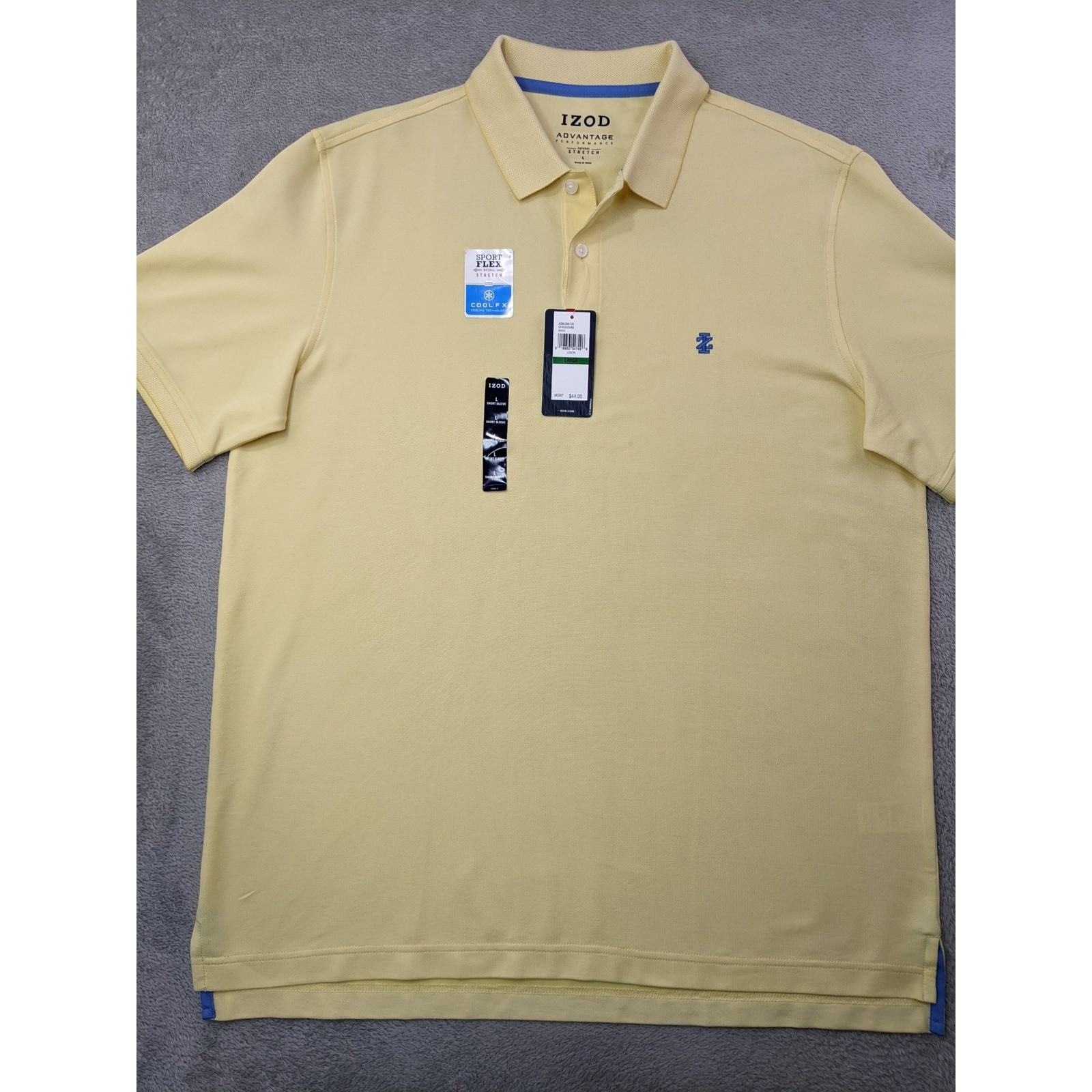 IZOD Advantage Performance Mens Large Natural Stretch Golf Polo Shirt Yellow