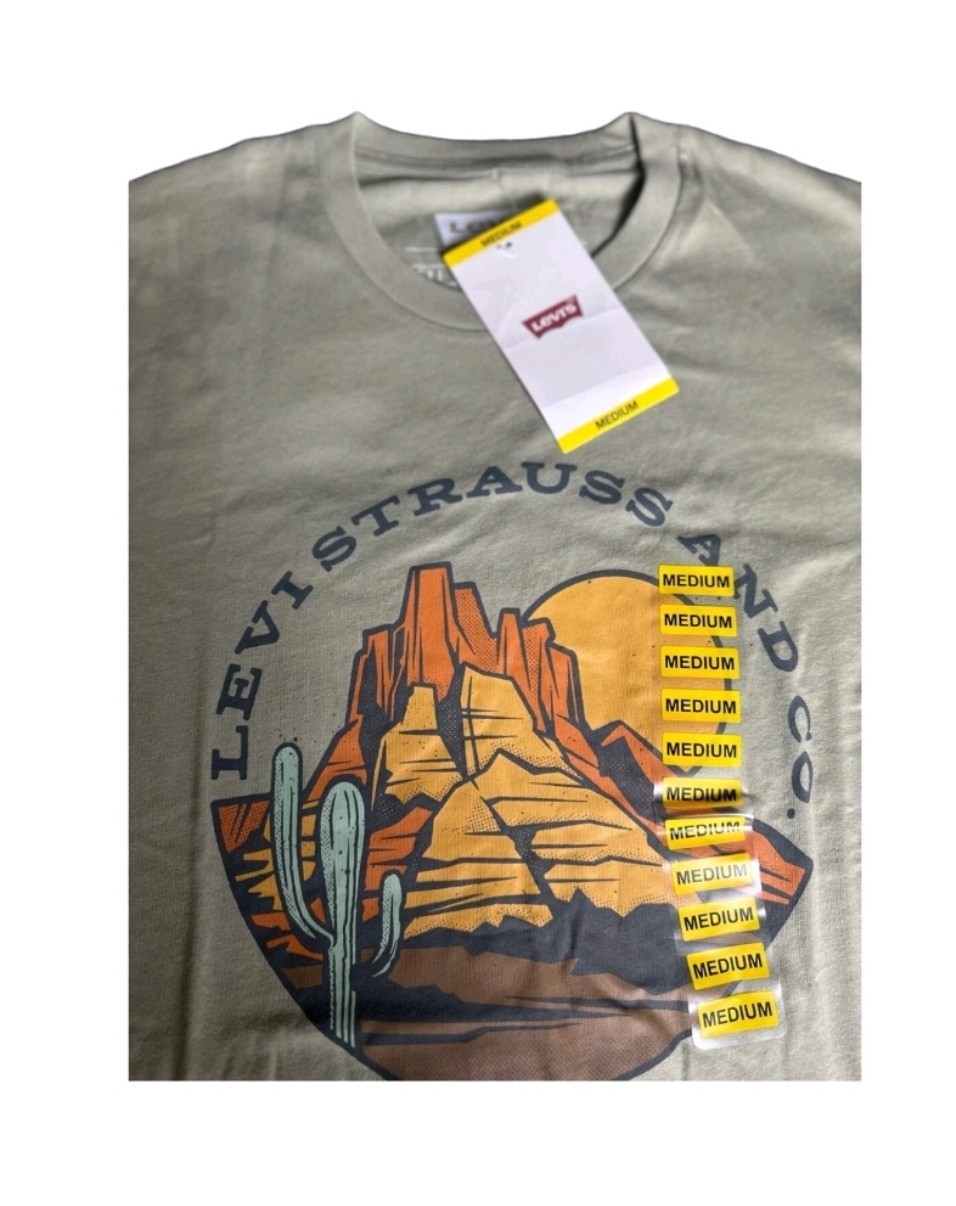Levi Strauss Graphic Print T-Shirt, Men’s Short Sleeve Top, Crew Neck Jersey Tee