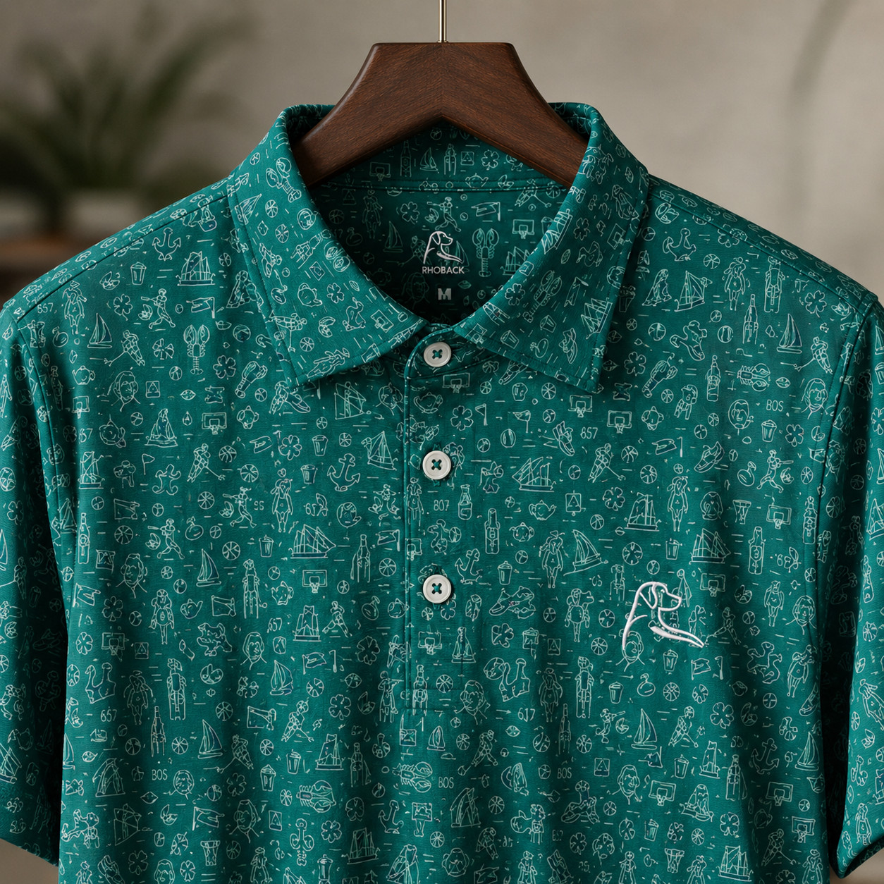 🌴Wrinkle Free Rhoback The Boston Men Performance Polo Emerald Green Size XL