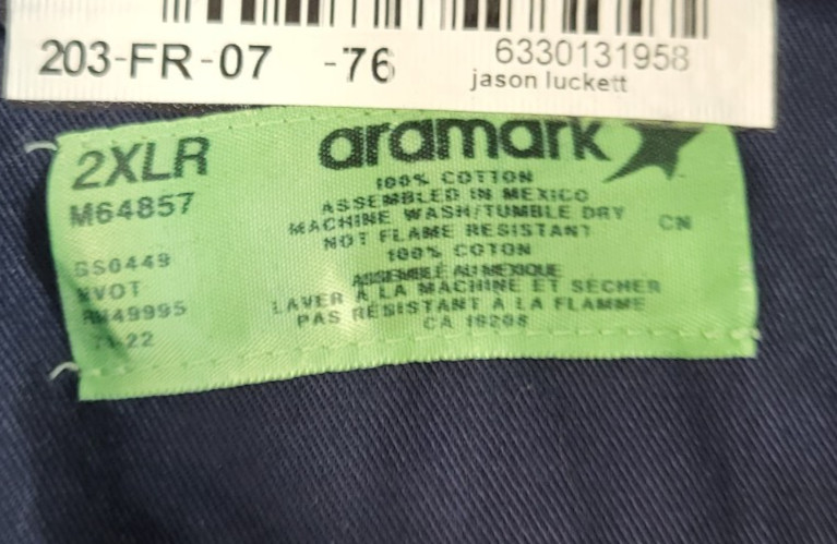 Aramark Hi Vis Safety Reflective Work Wear Shirt Mens 2XLR Blu/Orange S Sleeve