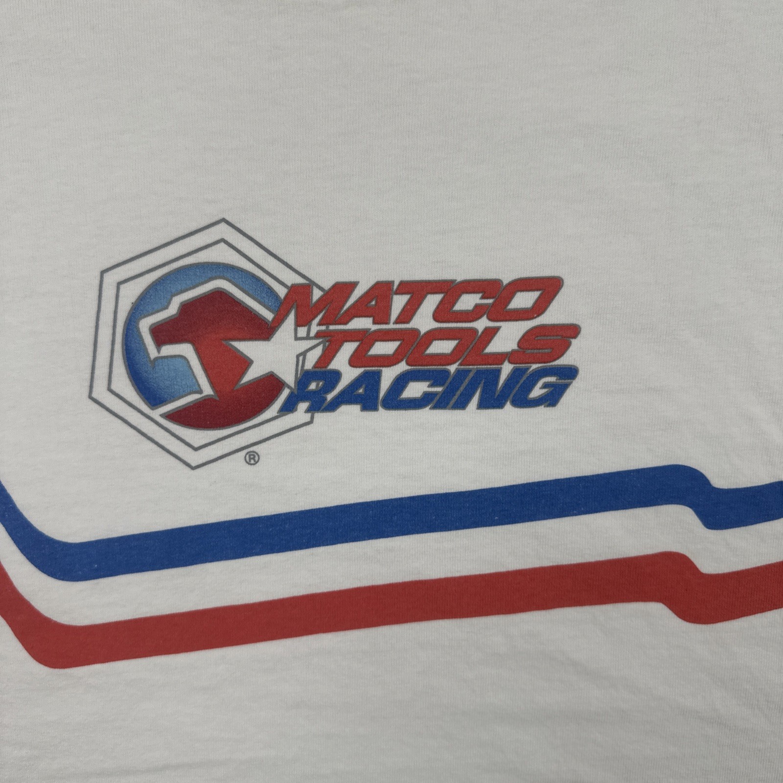 Vtg Hanes Comfort-T Mens XXL White Shirt MATCO Tools Racing Graphic Print Tee