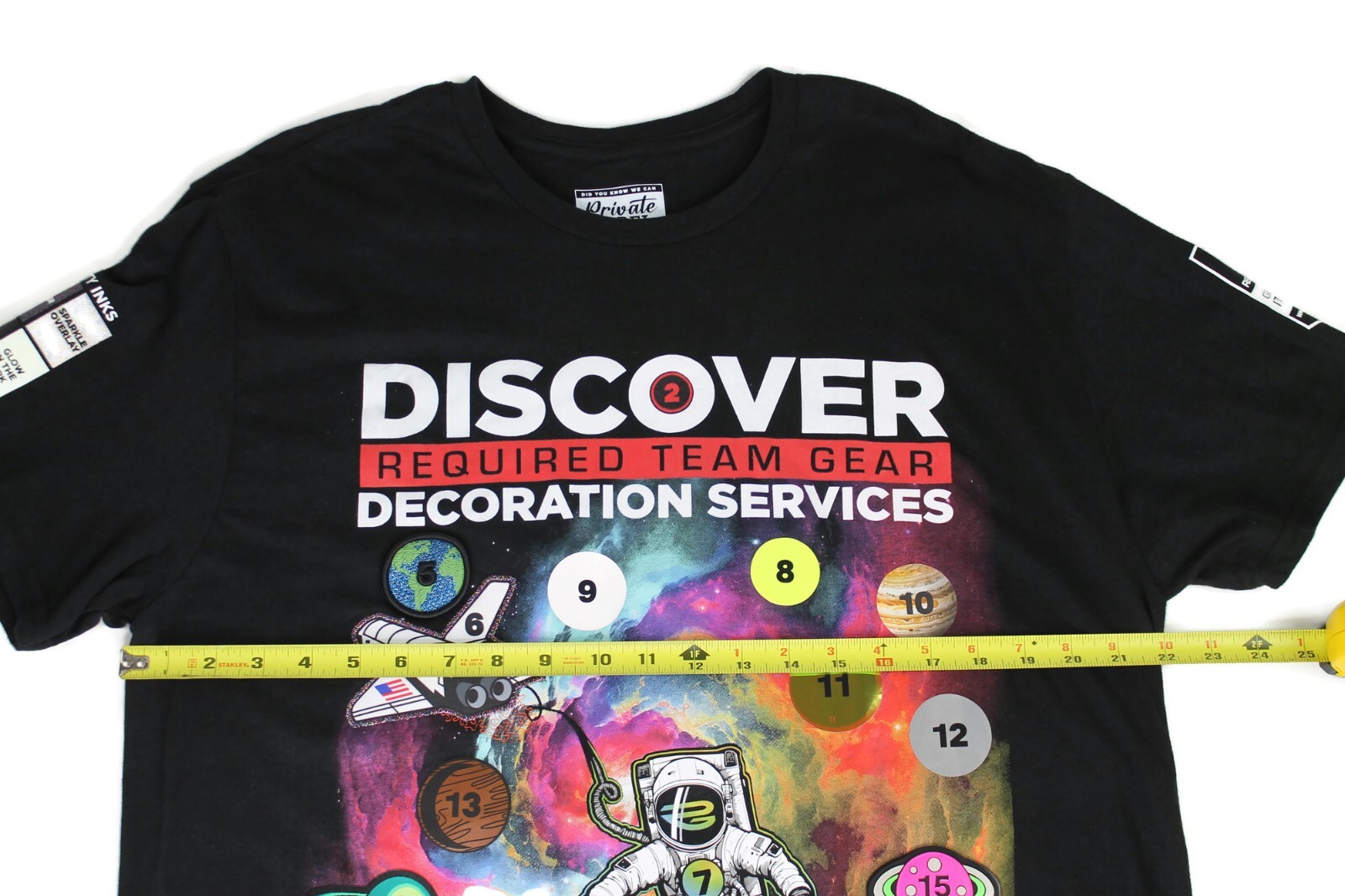 Private Label Space Shuttle Raised Emblems Short Sleeve Black T-Shirt Men’s Sz L
