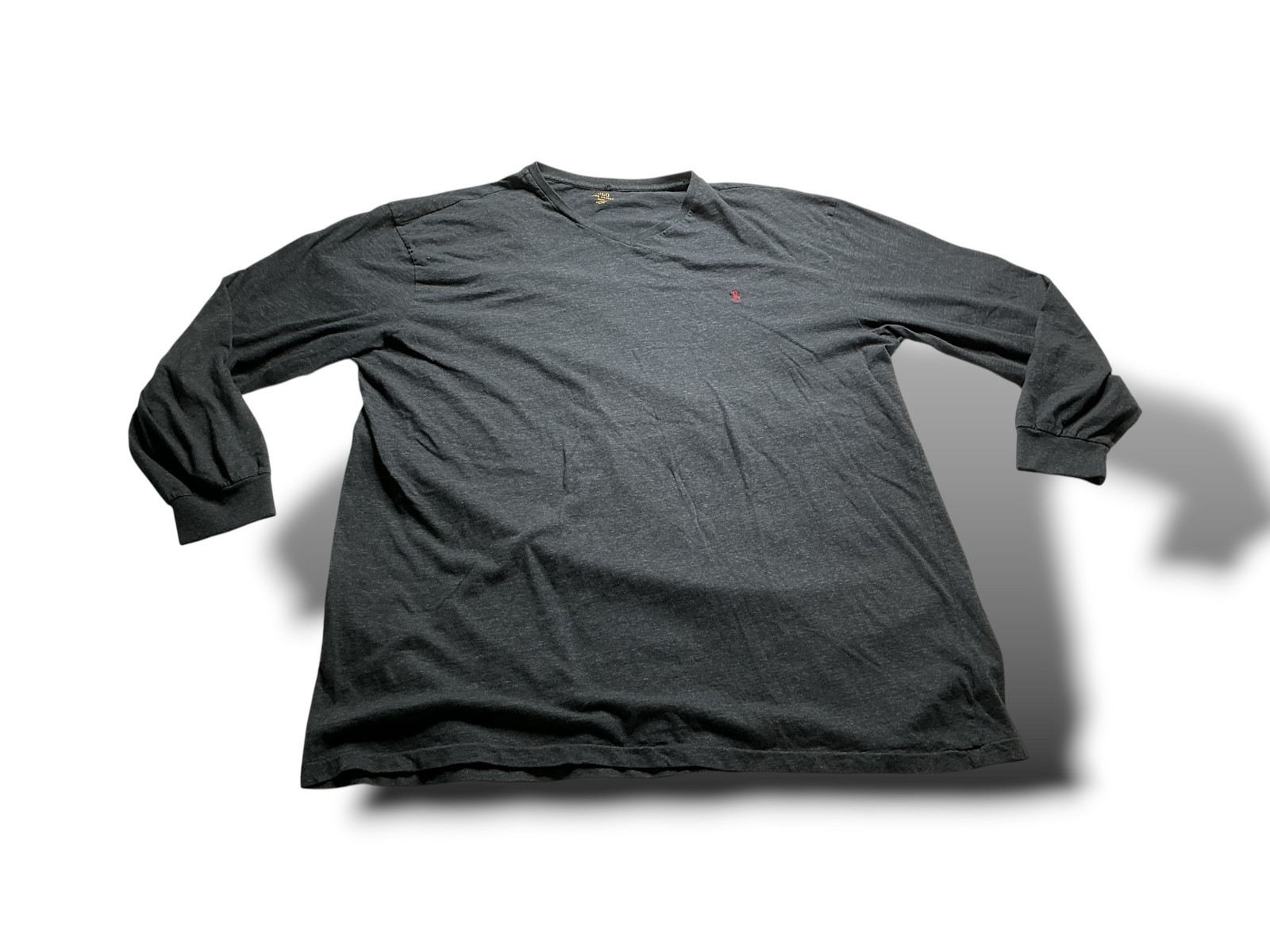 Polo Ralph Lauren Men’s 3XLT Gray V-Neck Long Sleeve 100% Cotton T-Shirt