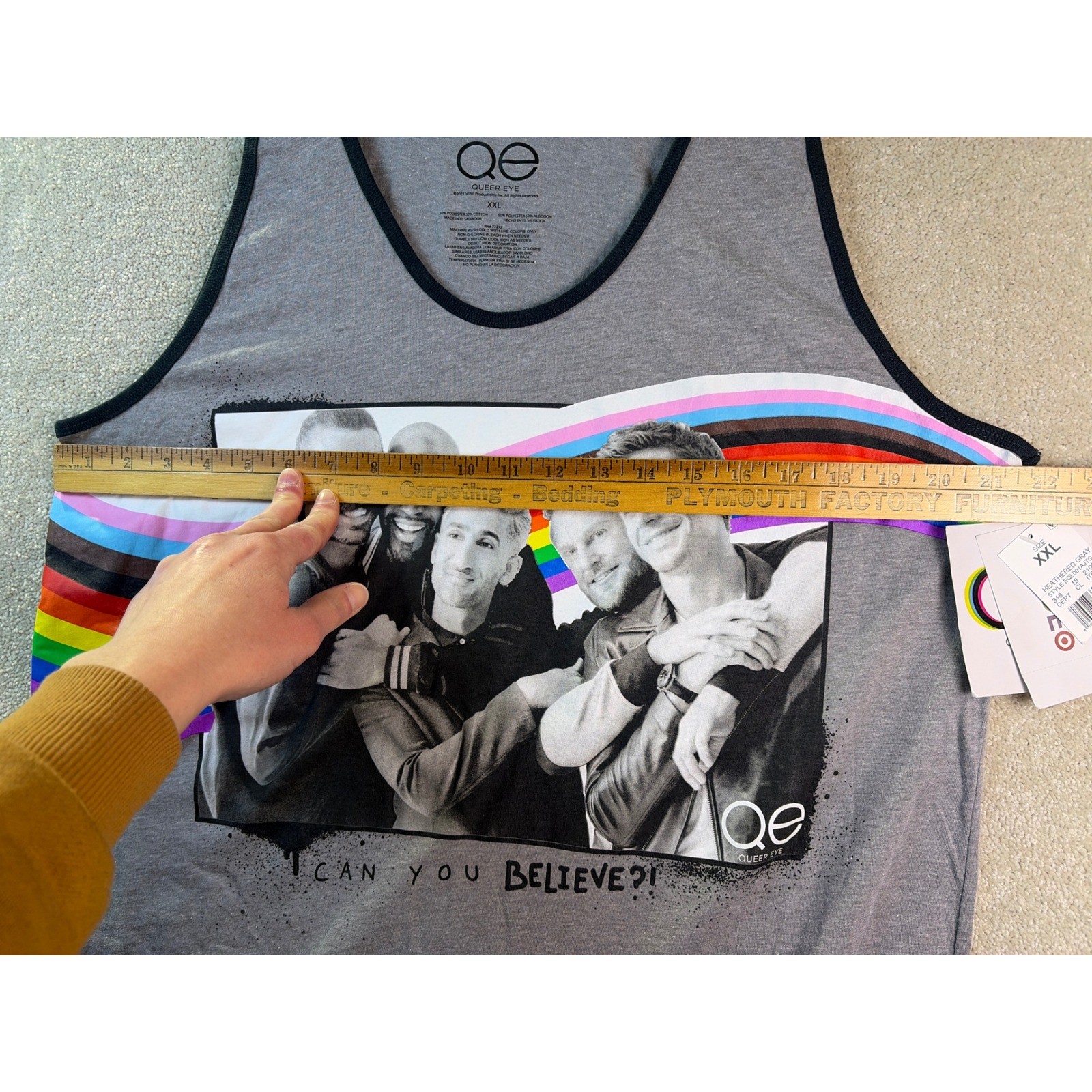 Queer Eye Fab Five Pride Rainbow Graphic Tank Top Mens XXL Heather Gray NEW