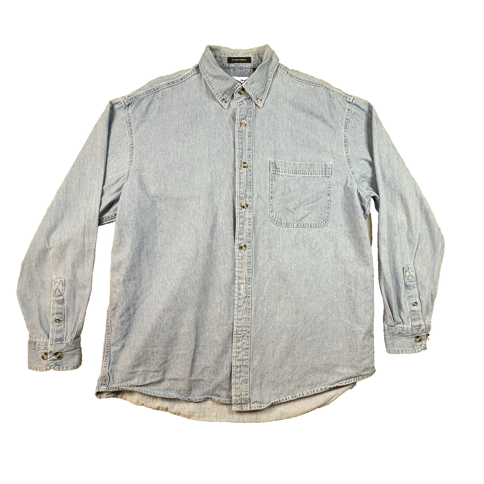 Ultra Club Cypress Denim Men’s L Light Blue Chambray Button Down SEE DESCRIPTION