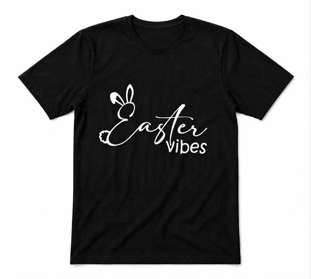 Bunny Happy Easter Vibes Funny And Cute Gift Tee Black T-shirt