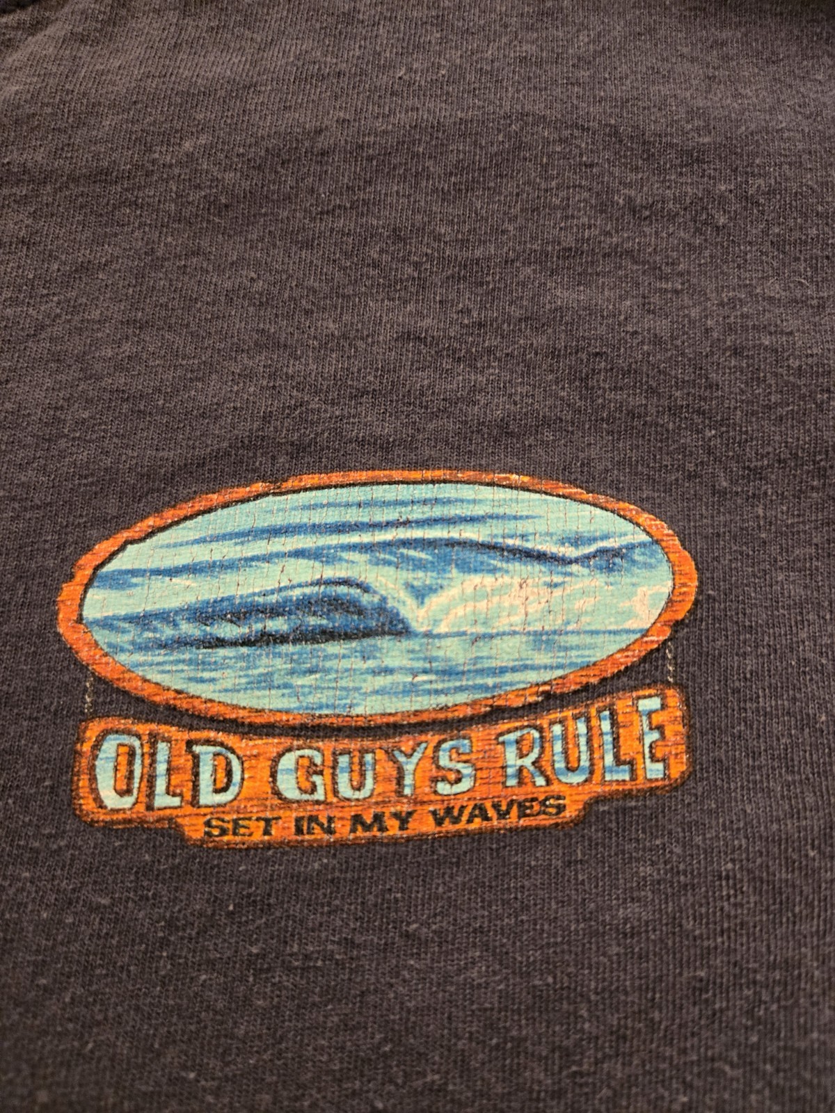 Vintage Old Guys Rule Set In My Waves Faded Blue Tee Men’s XL Surf Dadcore Y2K