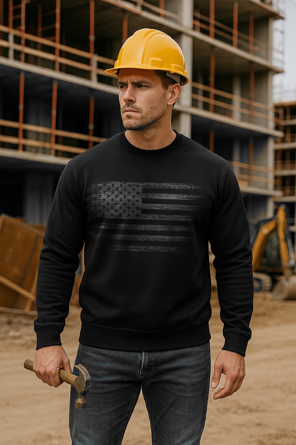 Distressed American Flag Sweatshirt | Patriotic USA Crewneck | Unisex Fleece