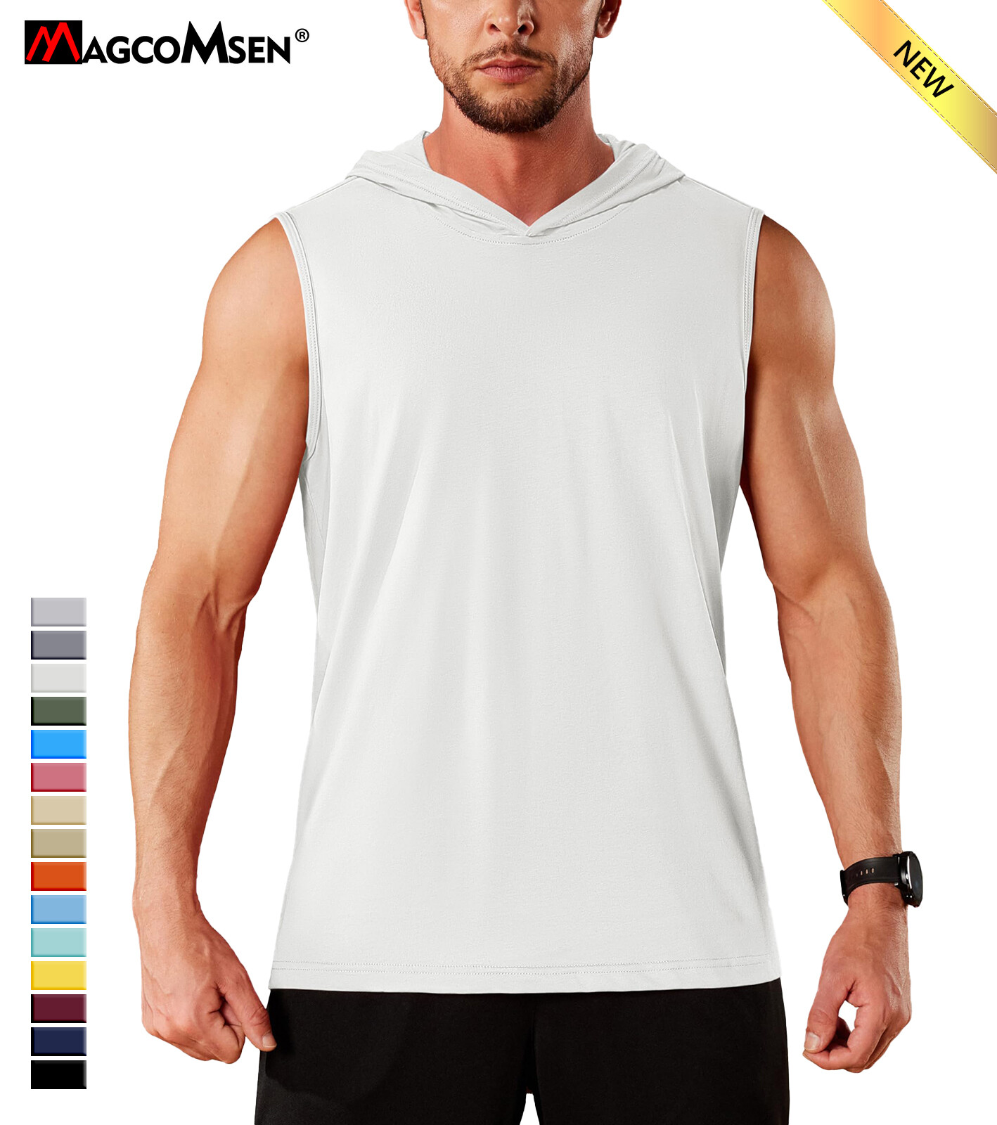 Men’s Casual Workout Hoodie Tank Gym Cotton Sleeveless Quick Dry Muscle T-Shirts