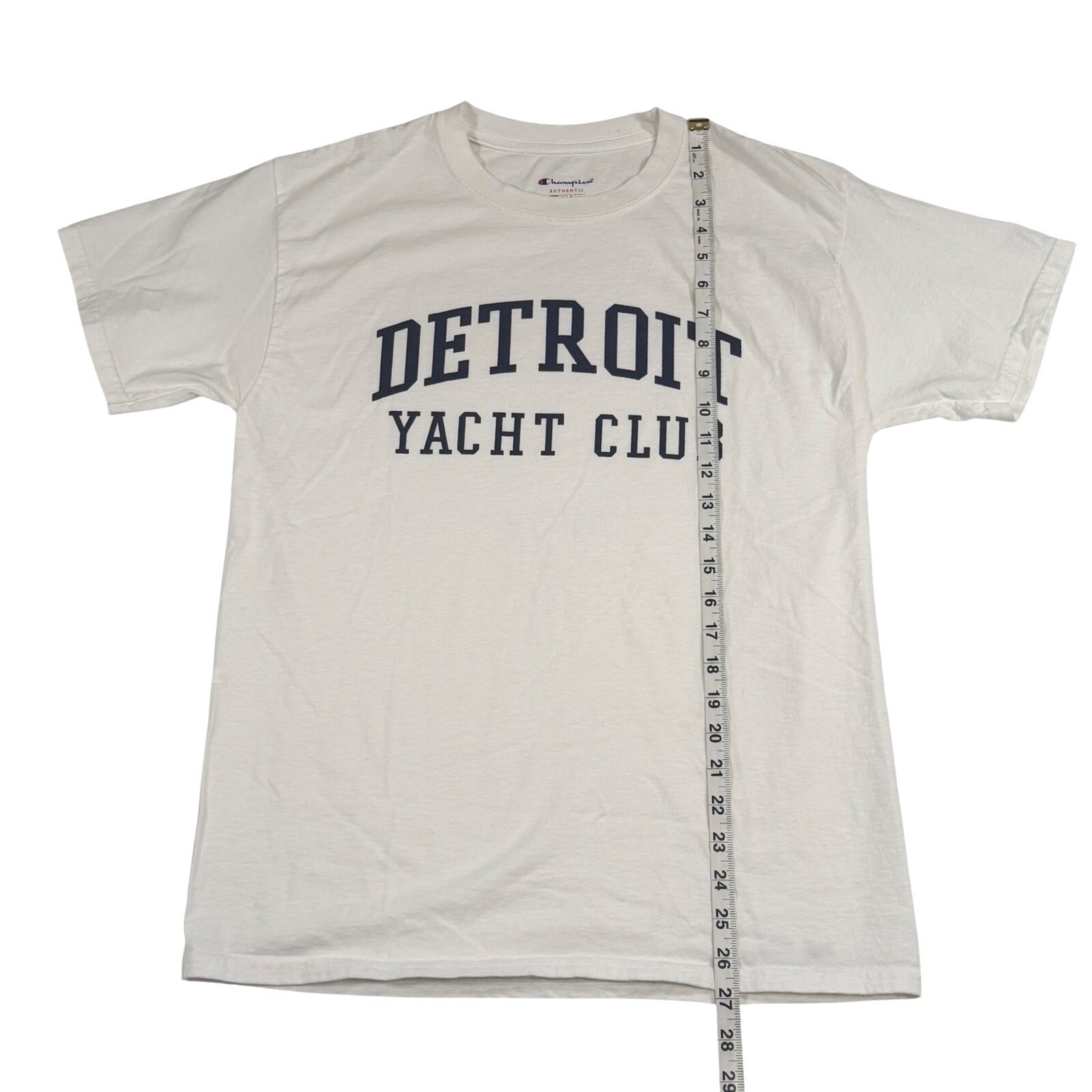 Champion Detroit Yacht Club Graphic T-Shirt White Cotton Mens M T425 WH Nautical
