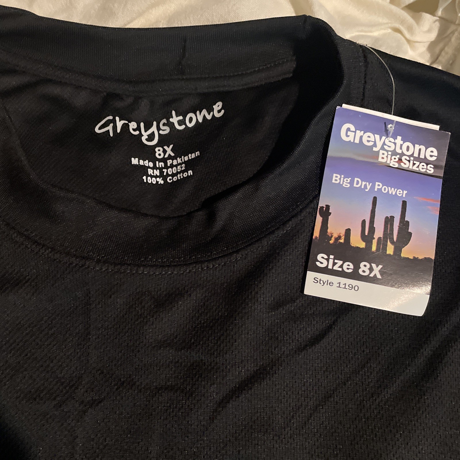Greystone 8X Breathable Wicking Tshirt. In Black Style 1190