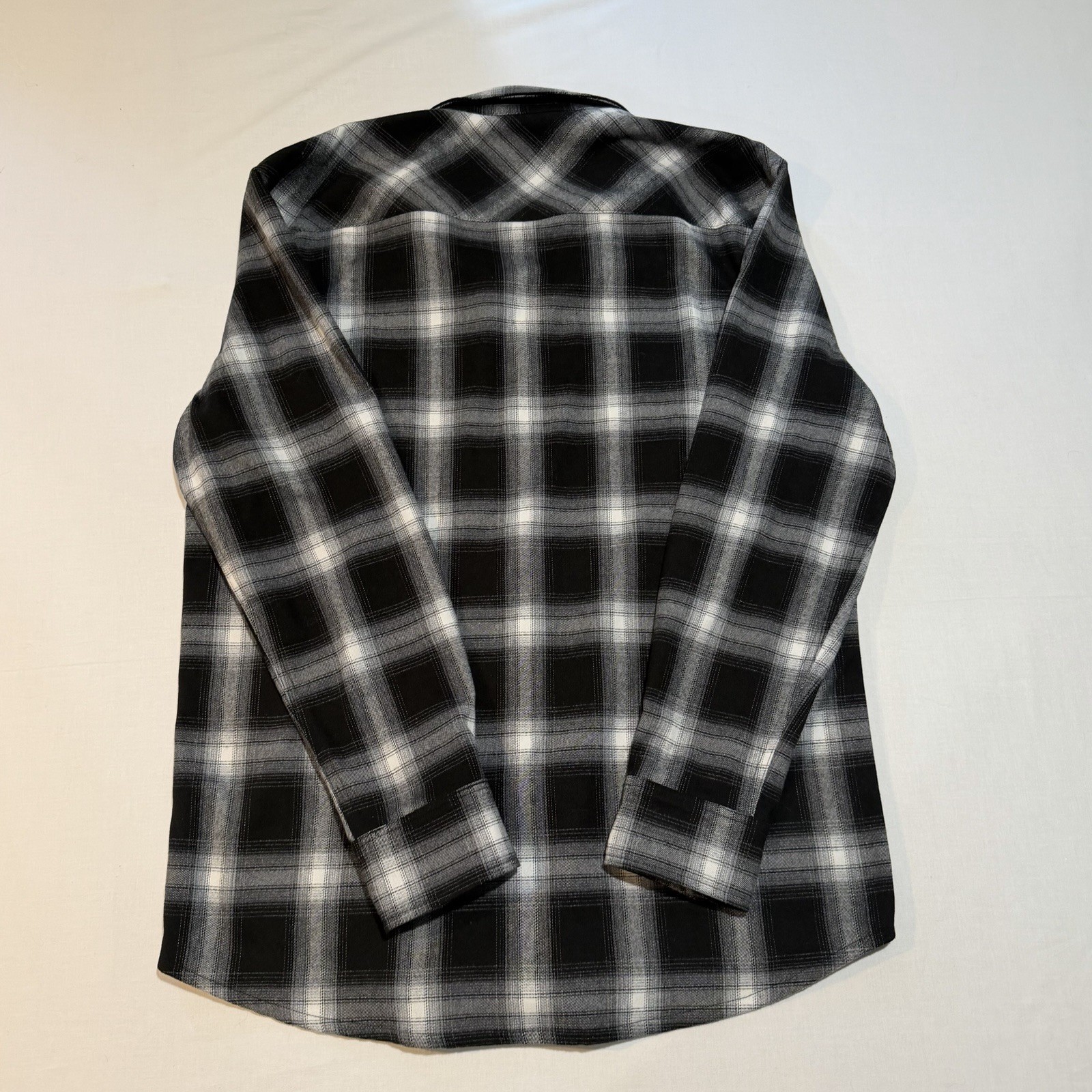 Unknown Industries Black White Plaid Stretch Flannel Shirt – Men’s L