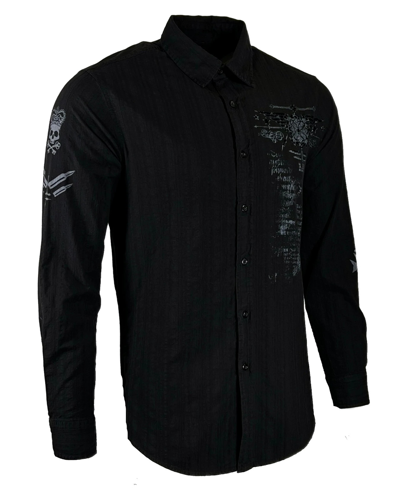 Xtreme Couture by Affliction Men’s Button Down Shirt CONNECT Black Biker