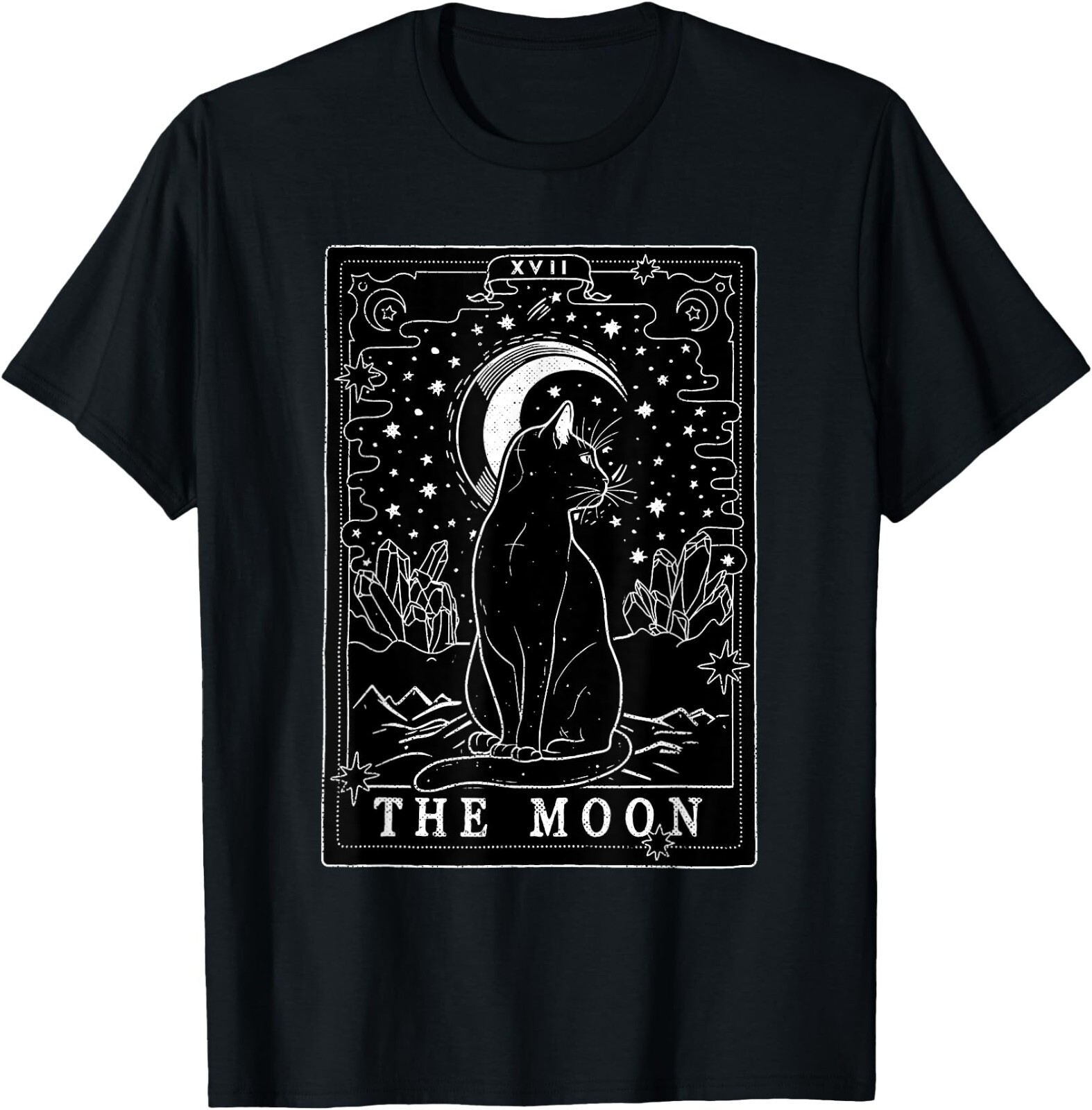 Graphic Cat Lovers Moon Tarot Card Cat Tarot Card The Moon T-Shirt, Unisex Tees
