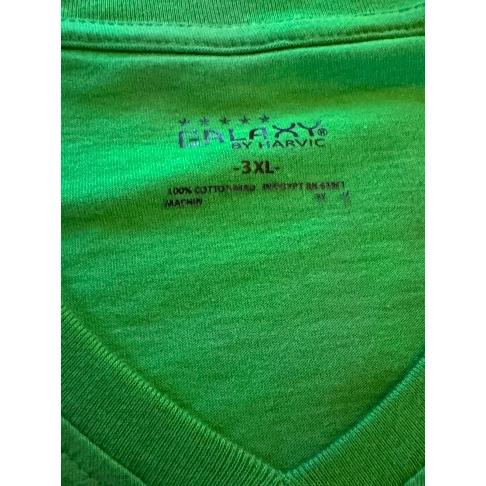 Galaxy By Harvic Men’s Green Short-Sleeve V-Neck Solid Cotton T-Shirt Size 3XL