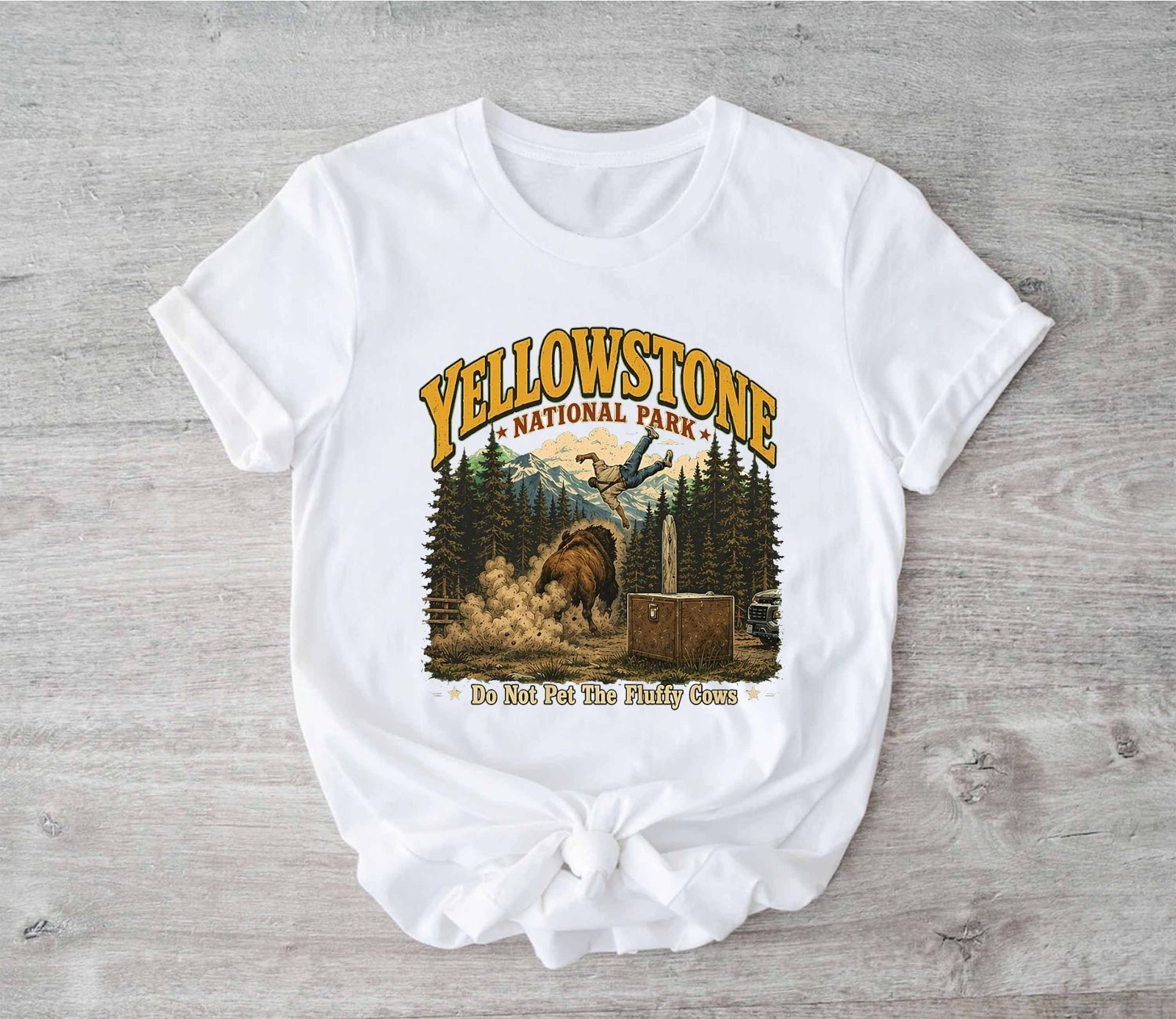 Yellowstone National Park Do Not Pet The Fluffy Cows Vintage T-Shirt