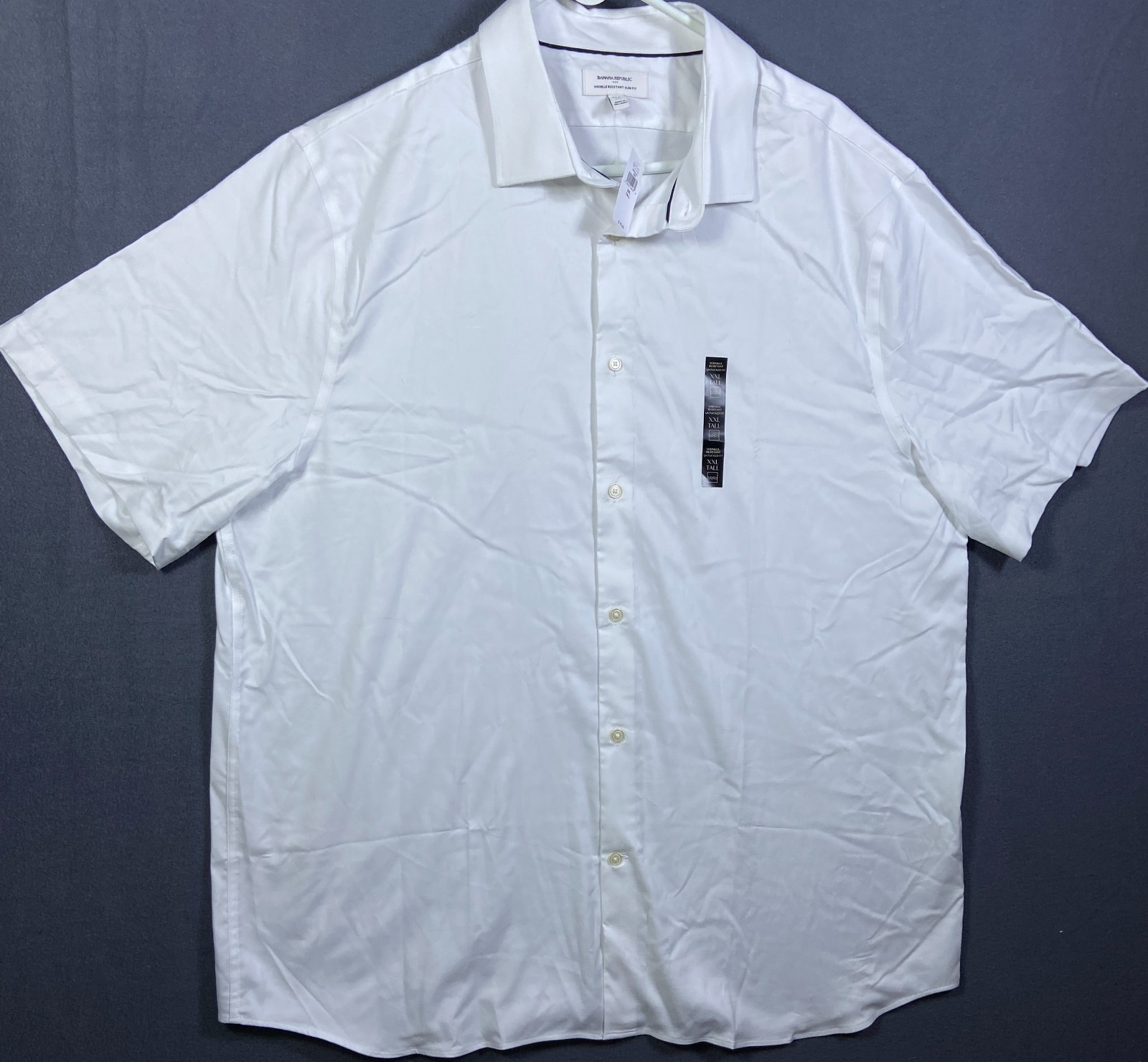 NEW Banana Republic Mens Slim Fit SS Untucked Dress Shirt Sz XXL Tall Retail $70