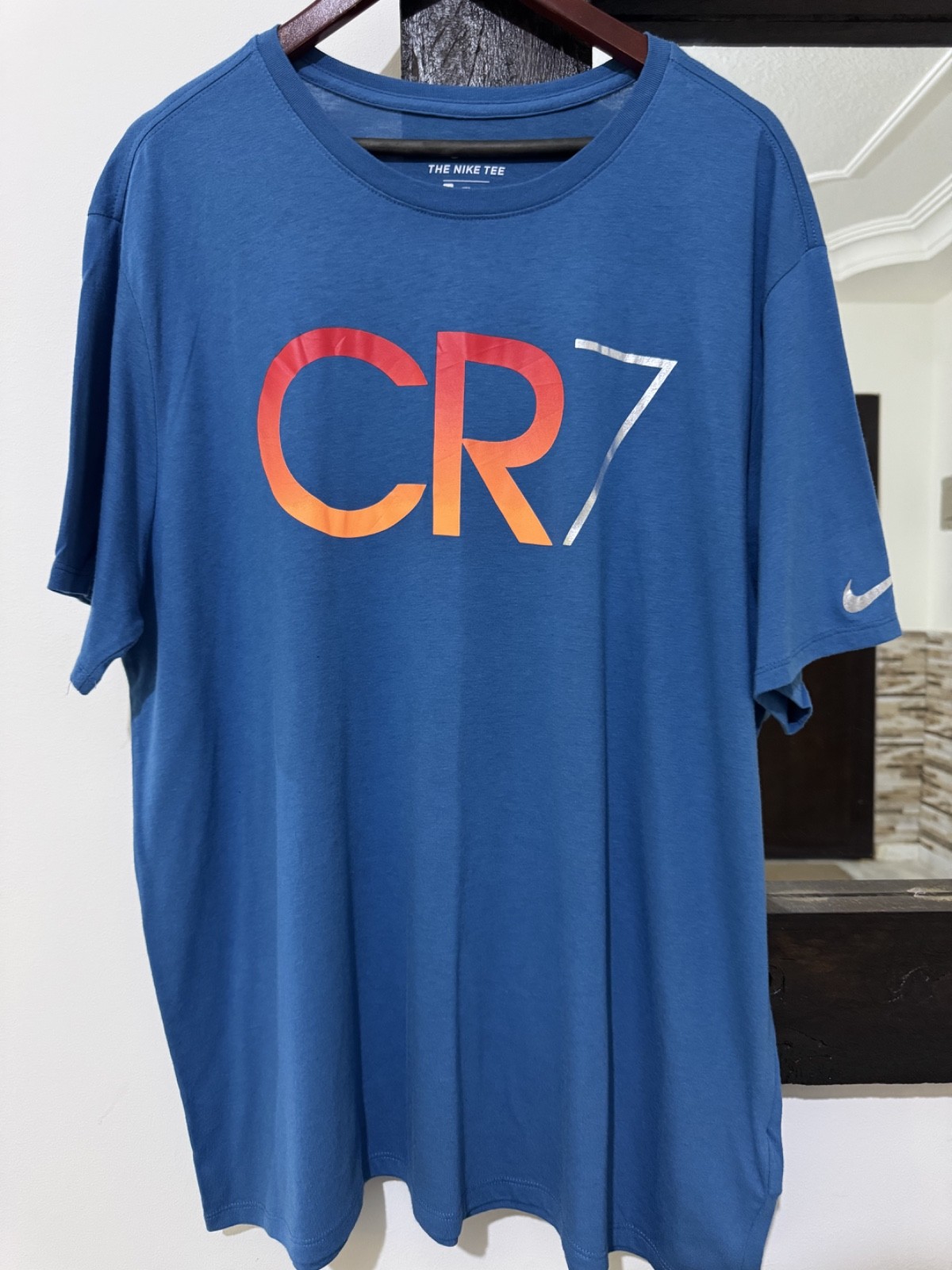Nike CR7 Cristiano Ronaldo Shirt Mens 2XL XXL Blue Forged For Greatness Back Gra