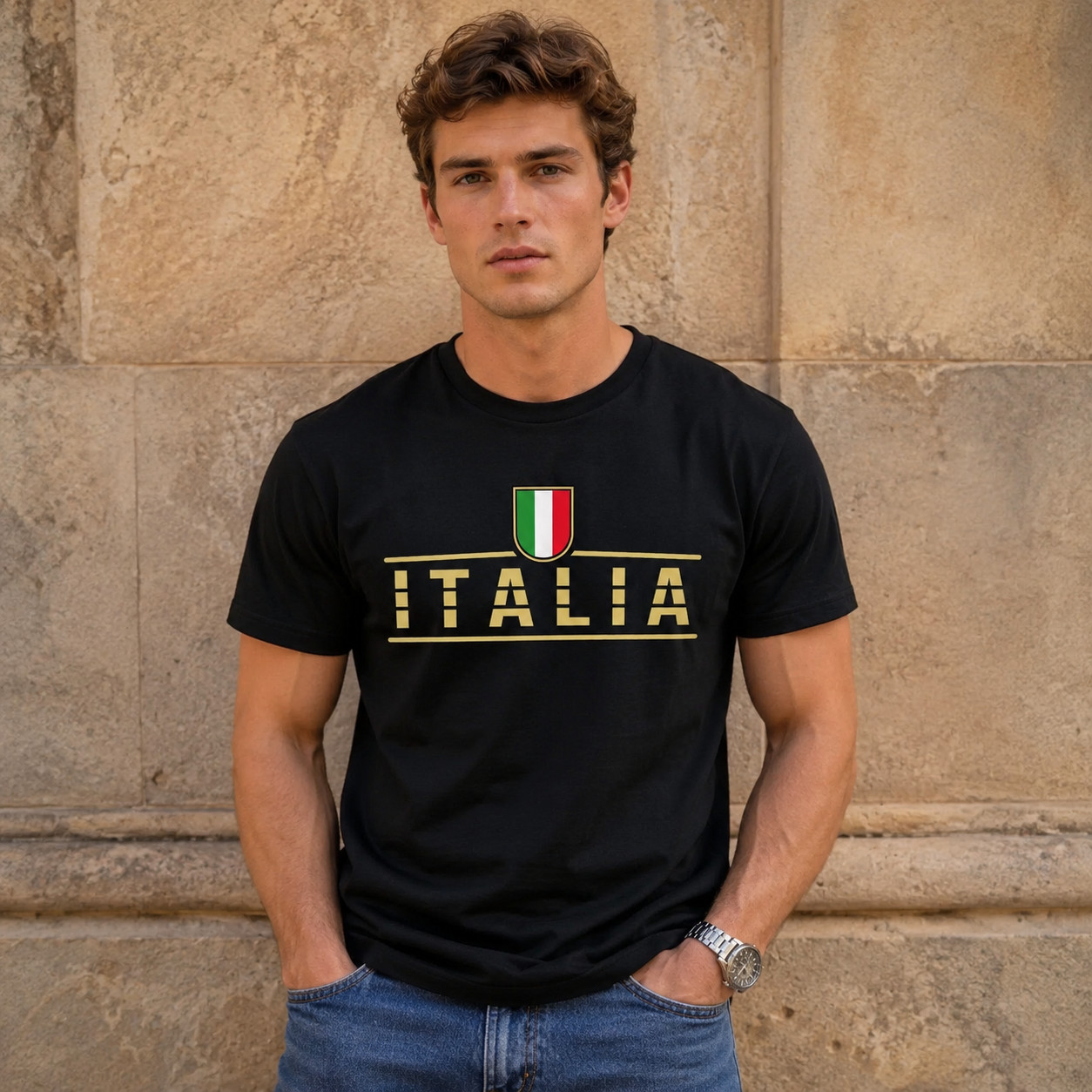 Mens Italia Flag T-Shirt Italy Pride Italian Graphic Tee