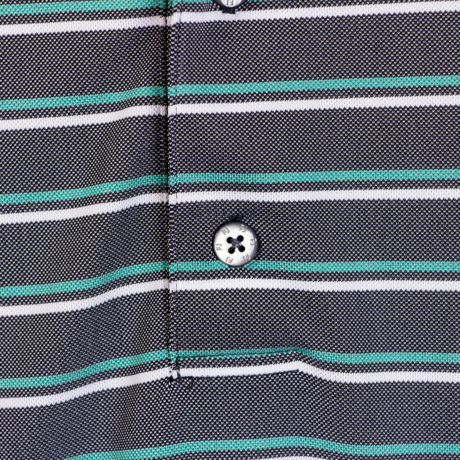 Footjoy Prodry Mens L Gray Stripe Polyester Golf Polo Short SS