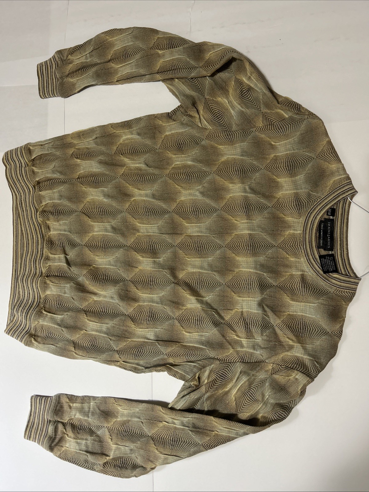 Jhane Barnes Men’s Fabric Woven Long Sleeves Shirt Tan, Light Blue, Brown
