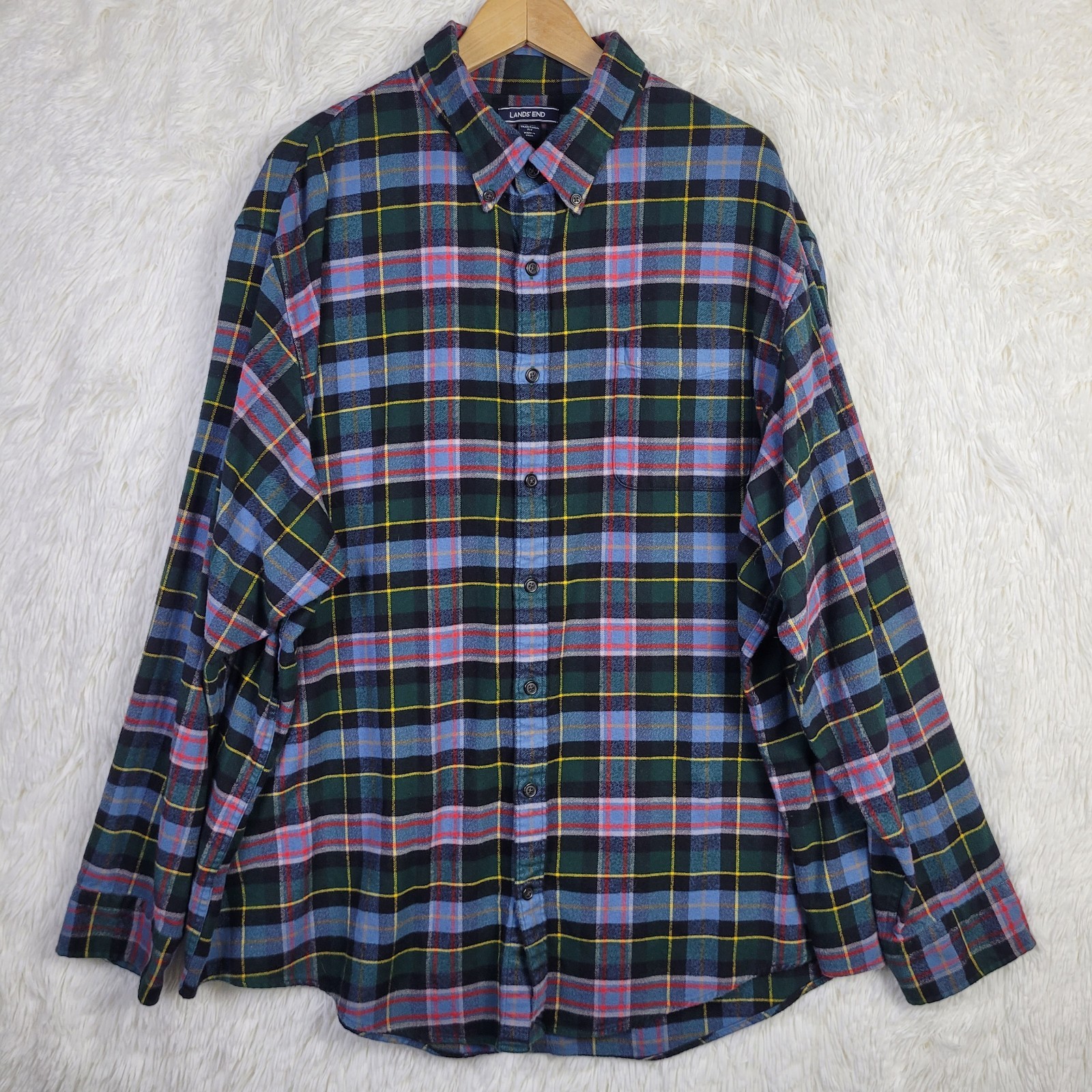 Lands End Traditional Fit Flagship Flannel Mens 3XLT Classic Outdoor Dad