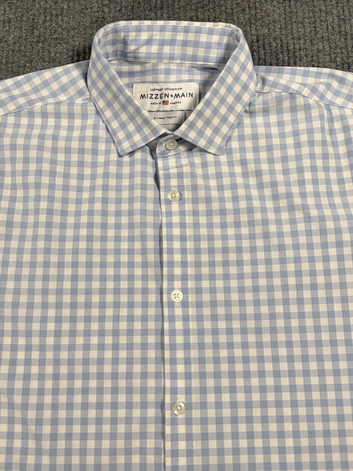 Mizzen Main Shirt Mens XL Leeward Trim Fit Gingham Check Stretch Long Sleeve