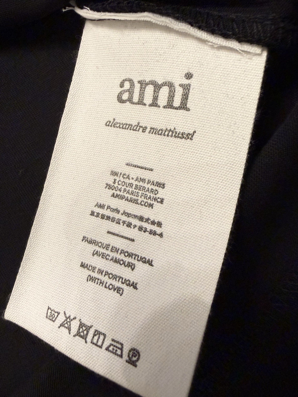 AMI Paris Ami de Coeur Patch Heavy T-Shirt Black Size M NWT